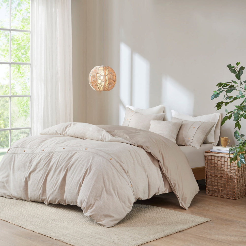 5 Piece Organic Cotton Oversized Comforter Cover Set w/removable insert Natural King/Cal King Media 1