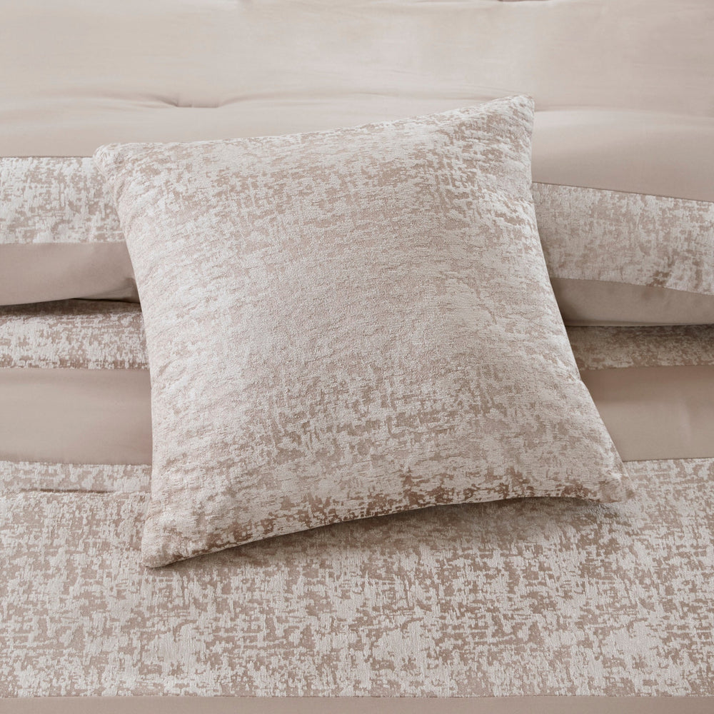 7 Piece Chenille Jacquard Comforter Set Taupe King Media 9