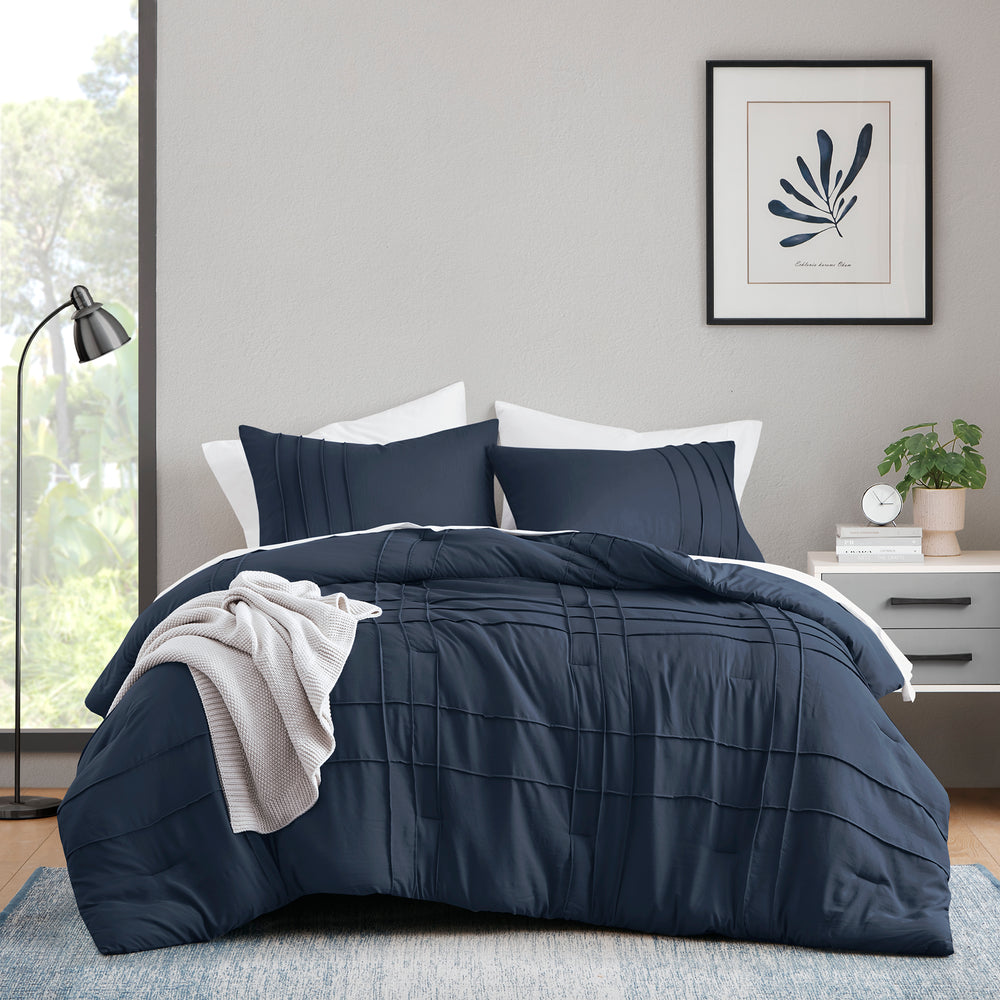3-Piece Cal King Soft Washed Pleated Comforter Set Media 3