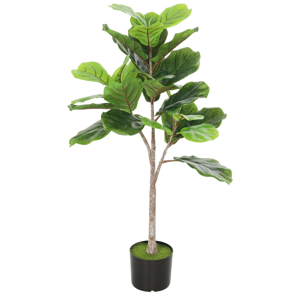 Artificial Fiddle Leaf Fig Tree,  Potted Plant with Flocked Soil for Home Office Decor(Only 1Pcs Artificial Fiddle Leaf Fig Tree) Media 2