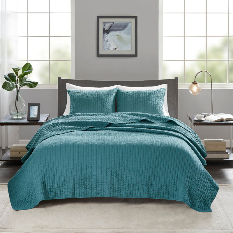 3 Piece Quilt Set Teal Full/Queen