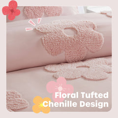 Floral Reversible Tufted Chenille Duvet Cover Set perspective