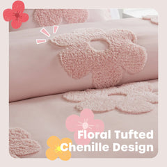 Floral Reversible Tufted Chenille Duvet Cover Set perspective
