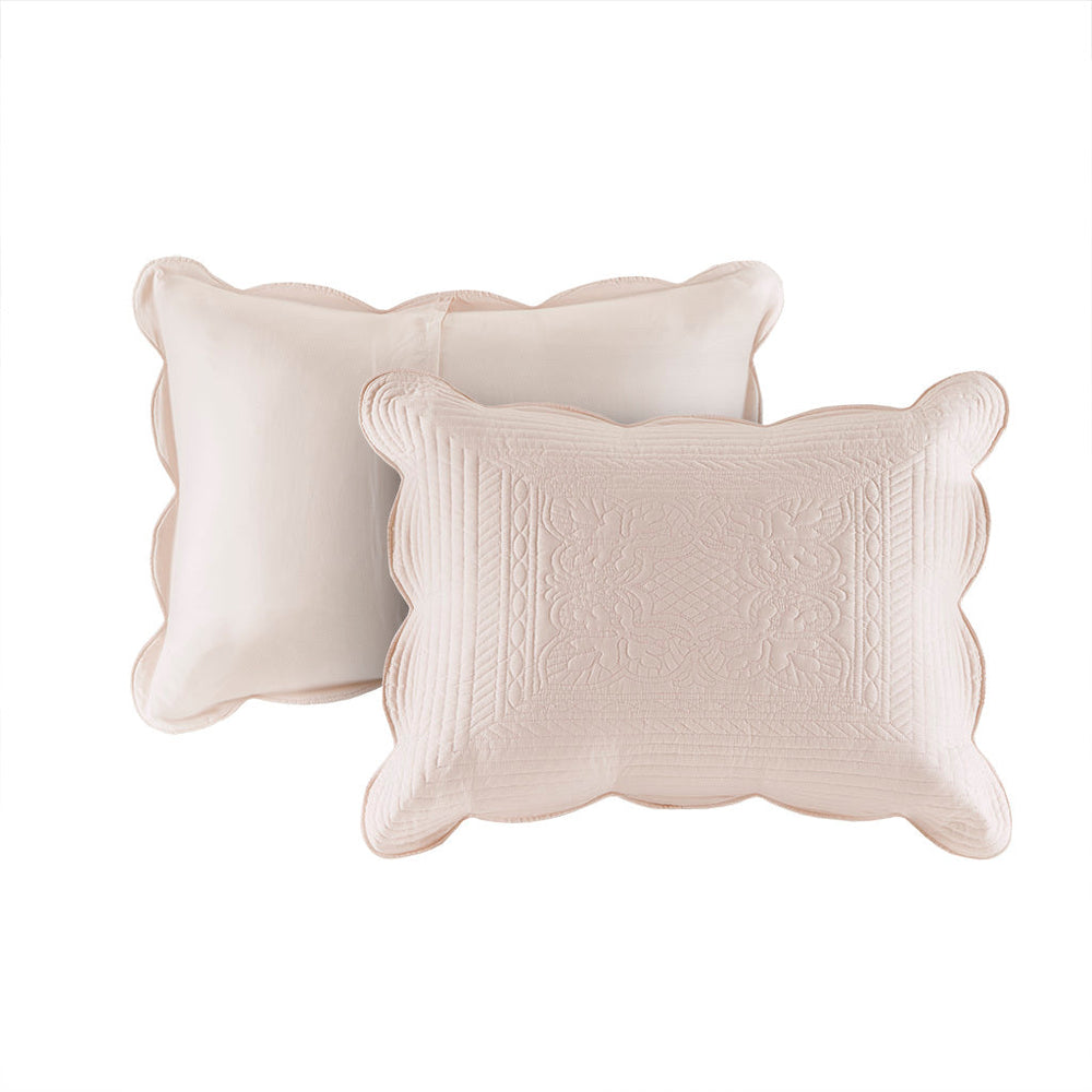 3 Piece Reversible Scalloped Edge Quilt Set Blush King/Cal King Media 9