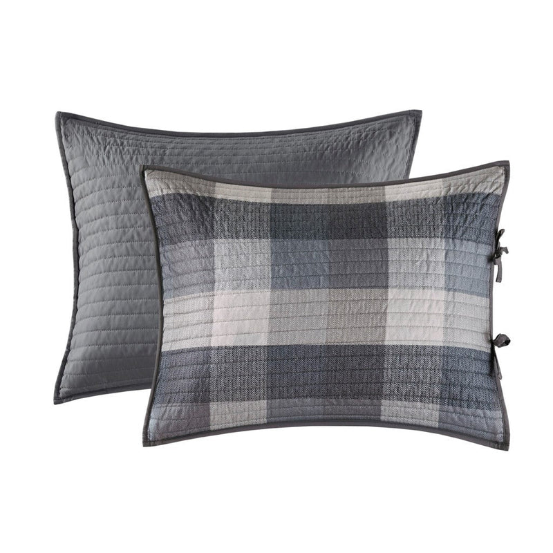 6 Piece Reversible Plaid Daybed Cover Set Grey Daybed