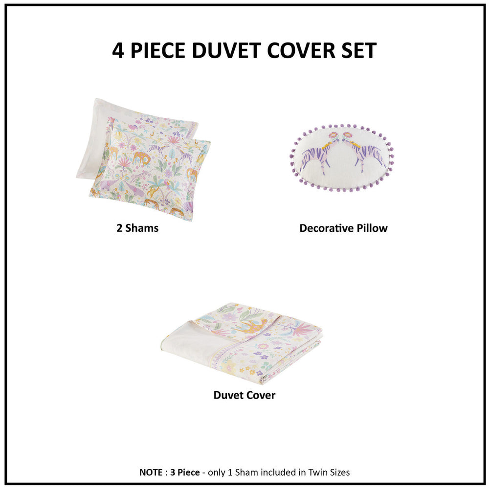 Full/Queen Floral Reversible Cotton Duvet Cover Set with Throw Pillow Media 18