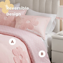 Floral Reversible Tufted Chenille Duvet Cover Set perspective