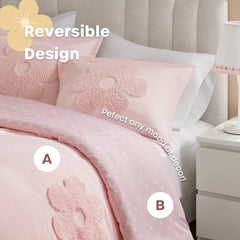 Floral Reversible Tufted Chenille Duvet Cover Set perspective