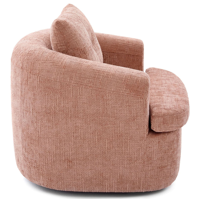 360 Degree Swivel Chair Chenille Pink Dual Layer Cushion Living Room Decor Accent Seating Home