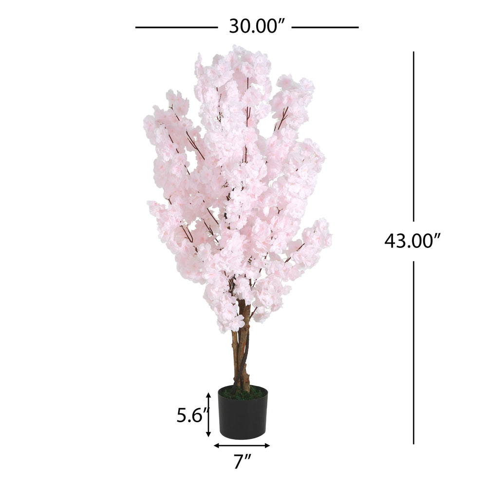 43' Artificial Cherry Blossom Tree with Black Plastic Pot Media 6