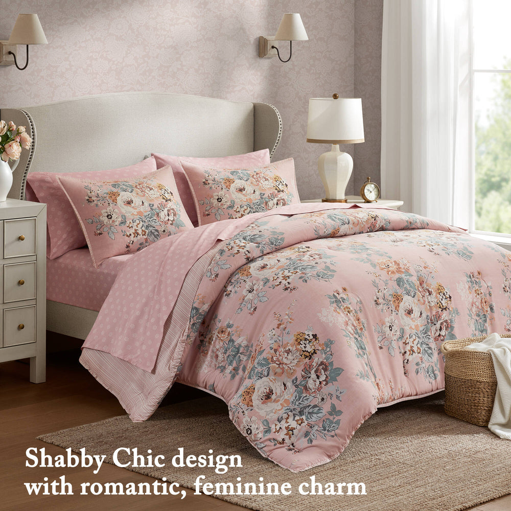 7-Piece Full 7 Piece Vin -inspired Collection floral print,Pink Media 5