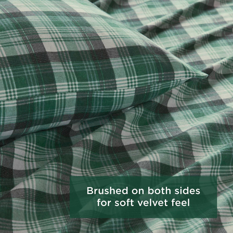 4 PCS Cal King Sheet Set Green Plaid