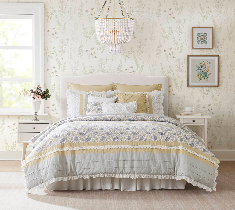 9 Piece Cotton Percale Comforter Set Yellow Cal King Media 11