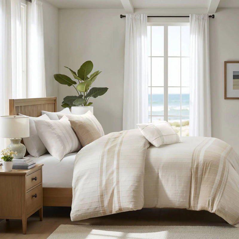 5 Piece Cotton Jaquard Duvet Set