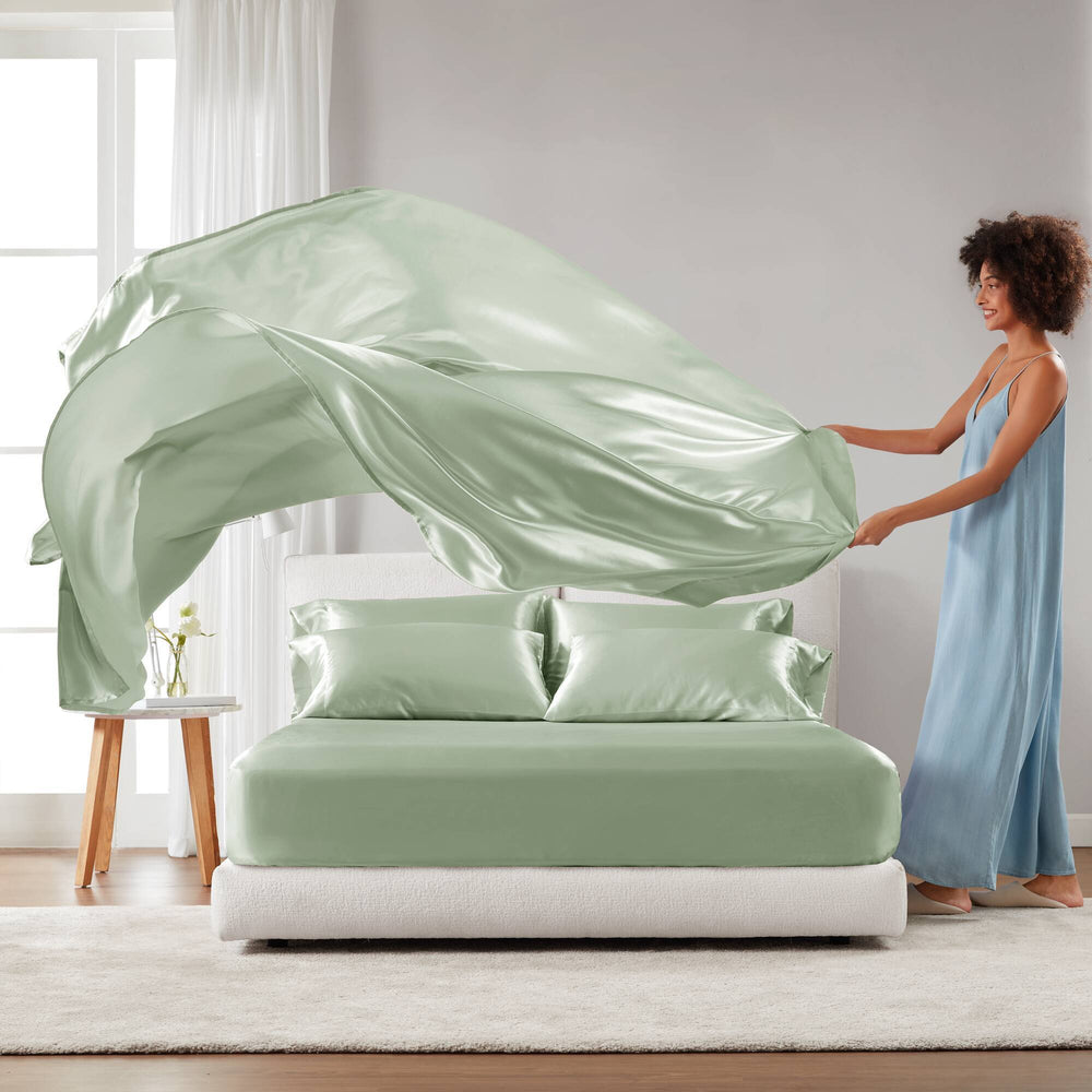 4 PCS Twin Luxury Sheet Set Sage Media 14