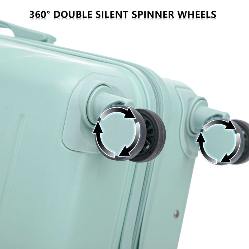 ABS Spinner Luggage Mint Green Durable 3 Piece Set & Combination Lock