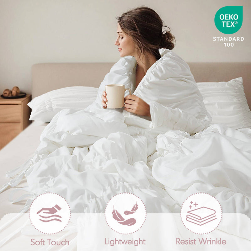 4 Pieces Twin/Twin XL Comforter Set,White