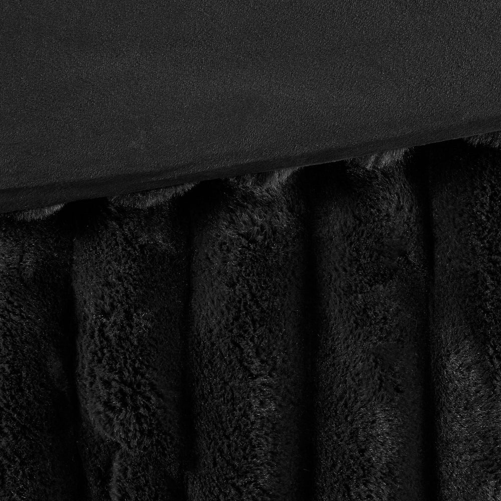 3 PCS King  soft Faux Fur Ribbed Comforter Set Black Media 12