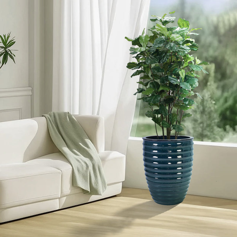 Ceramic Flowerpot, Modern Planter for Patio, Garden, Windowsill - Army Green