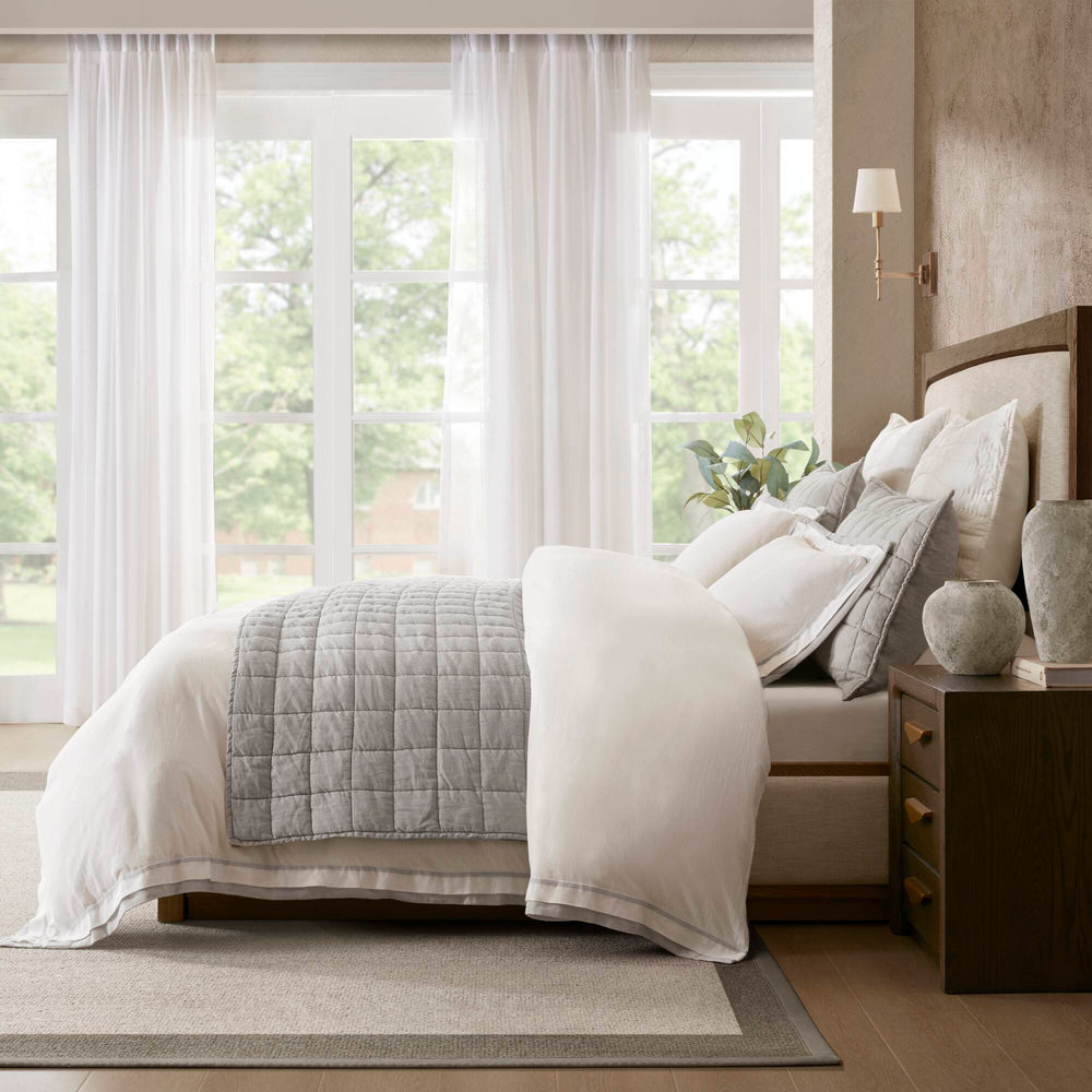 3 Pieces Full/Queen Duvet Cover Set,White+Gray Media 13