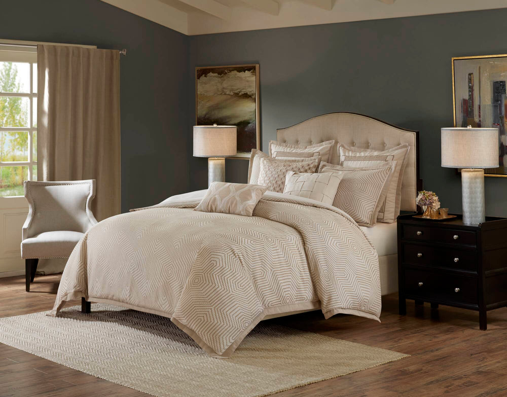 9-Piece King Abstract Comforter Set, Tan+Ivory Media 1