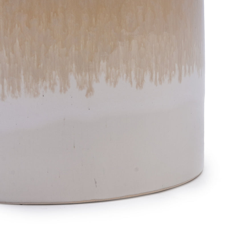Handmade Non-Porous Ceramic Planter Set of 2, 6' & 8' Diameter, Beige Drip Glaze, for Aquatic Plants Indoor/Outdoor Shelf & Desk Use, Breathable Clay