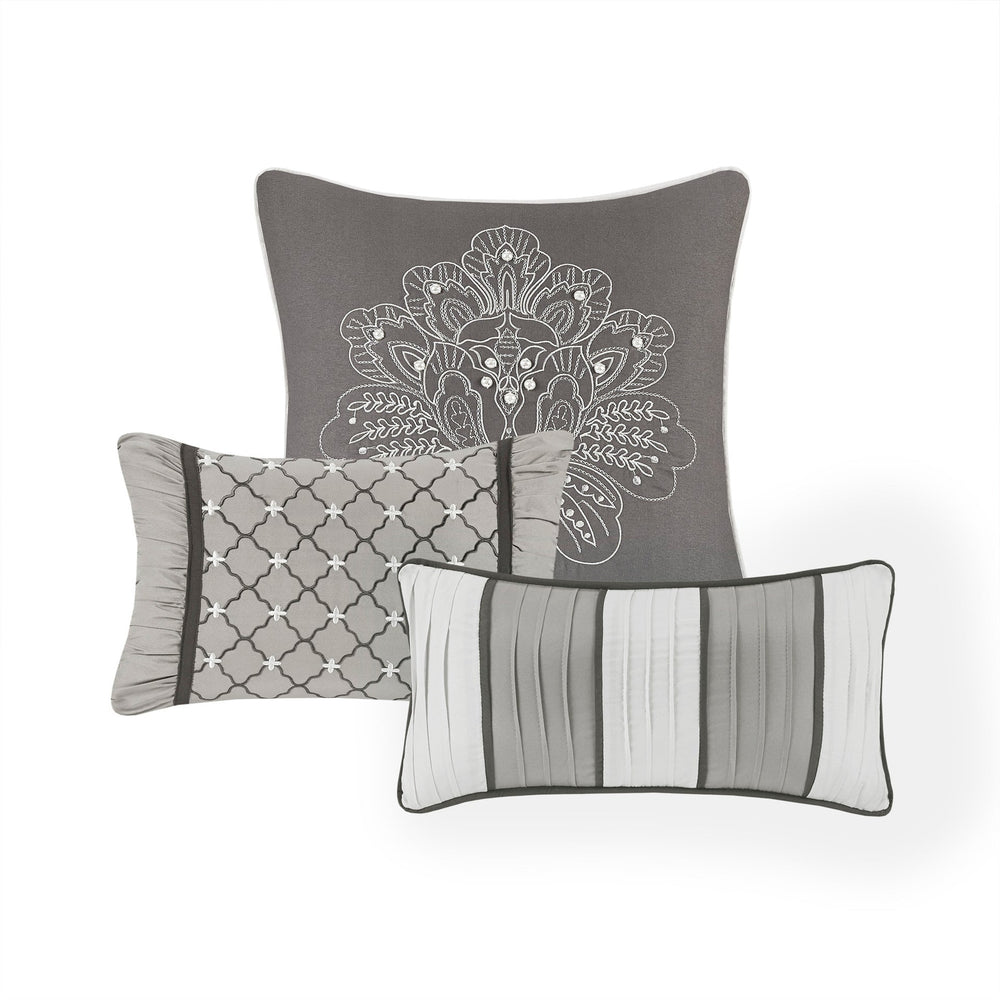 7 Piece Jacquard Comforter Set Grey King Media 13