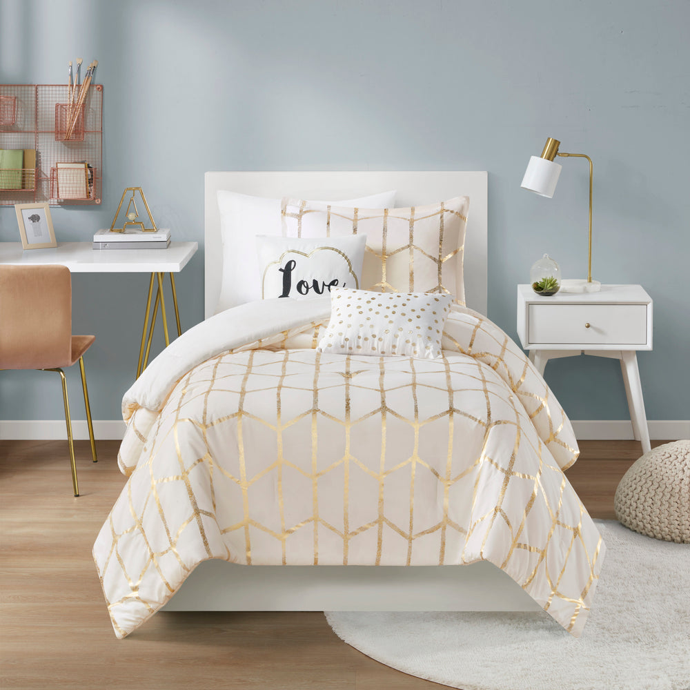 4-Piece Twin/Twin XL 100% Polyester Brushed   Printed Comforter Set Media 7
