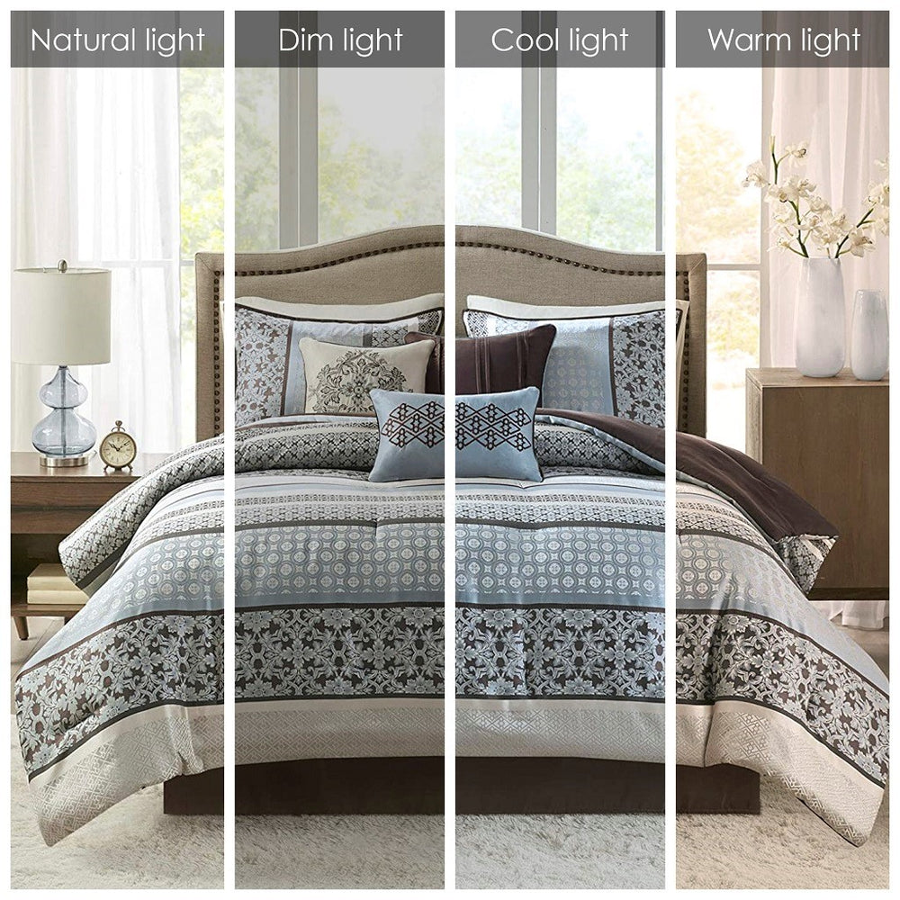 7 Piece Comforter Set Blue Queen Media 4