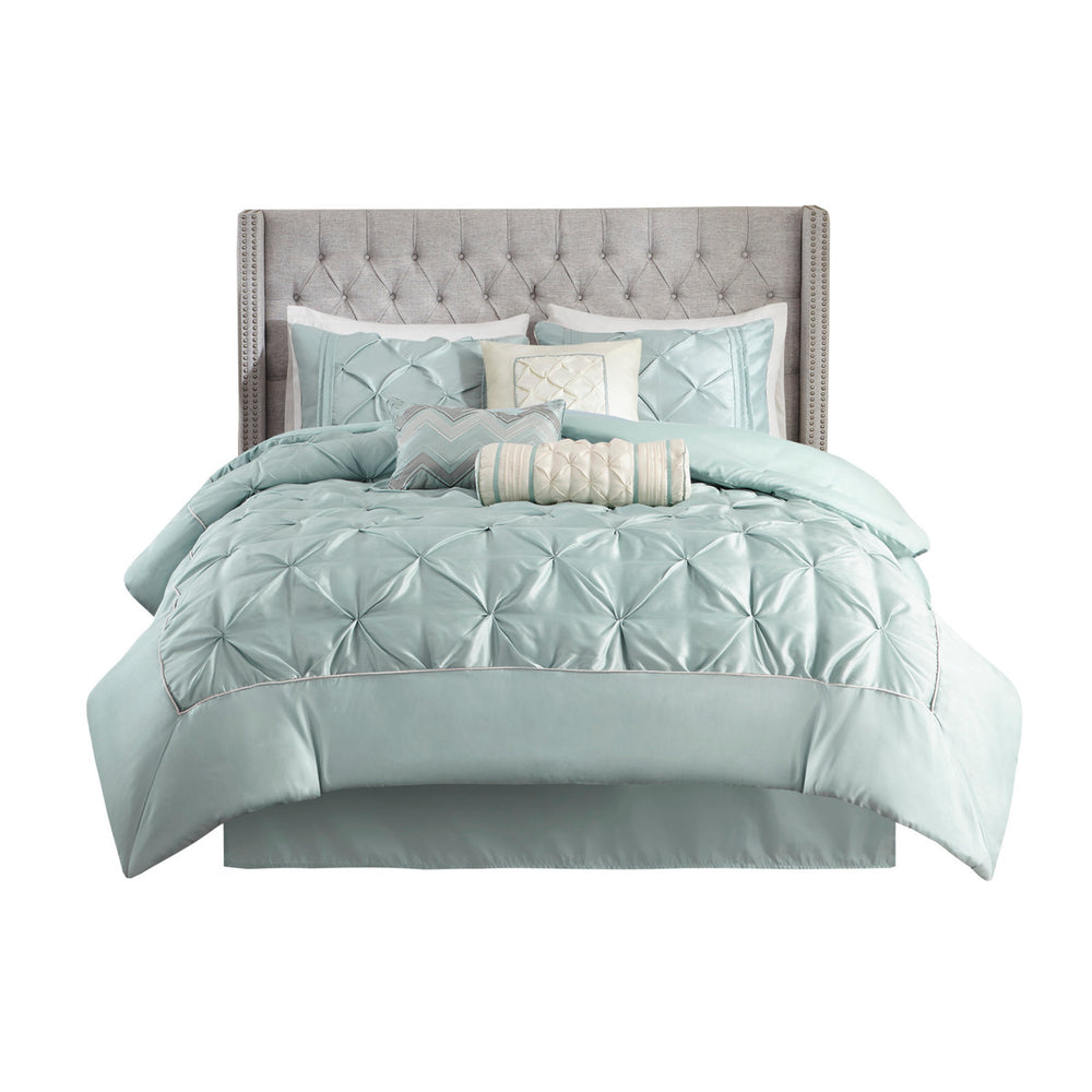 7 Piece Tufted Comforter Set Seafoam Cal King Media 2