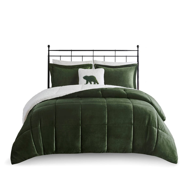 Full/Queen Plush to Sherpa Down Alternative Comforter Set