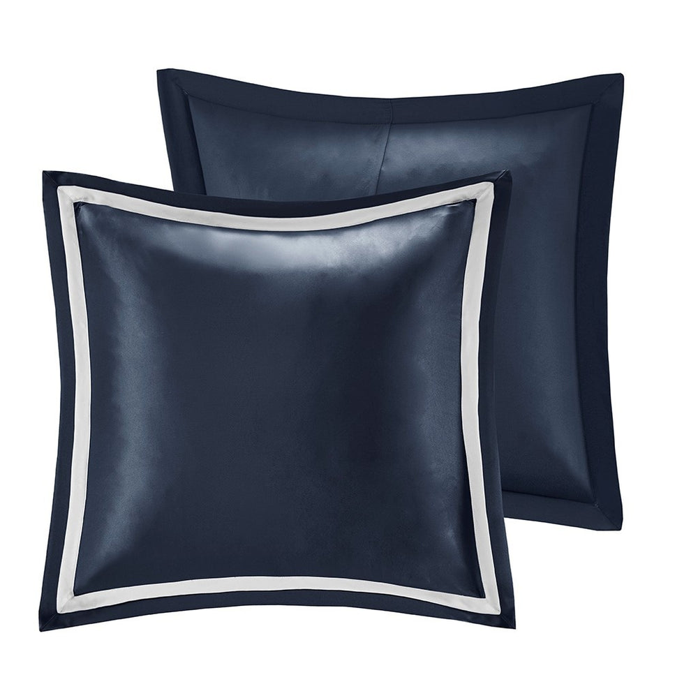 8 Piece Jacquard Comforter Set Navy/Silver Queen Media 11