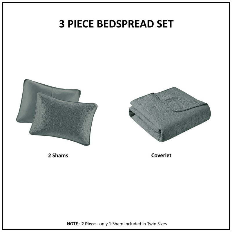 3 Piece Reversible Quilt Set Balsam Green King/Cal King