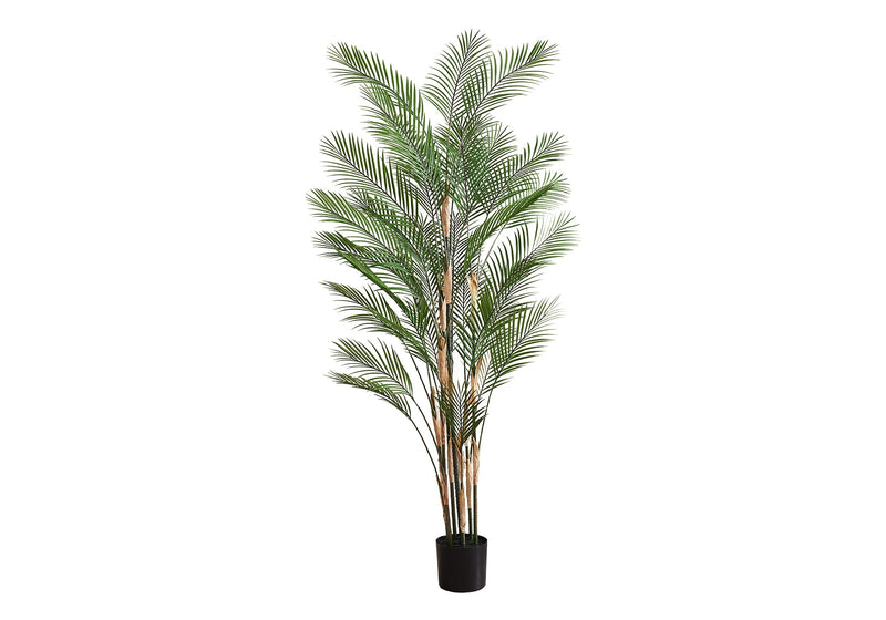 Artificial Plant, 83' Tall, Palm Tree, Decorative, Floor, Indoor, Potted, Real Touch, Green Leaves, Black Pot