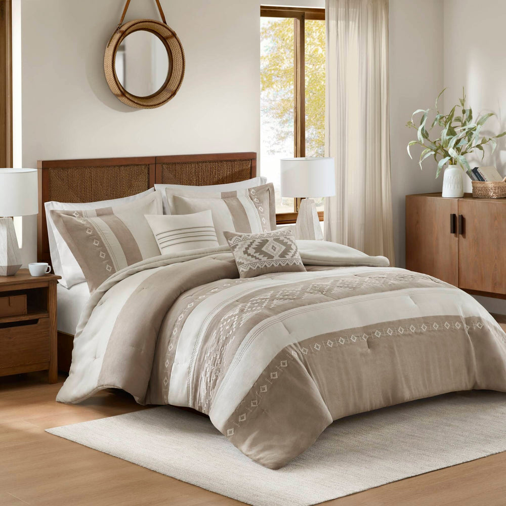 5-Piece King Comforter 5pcs Set,Taupe Media 1