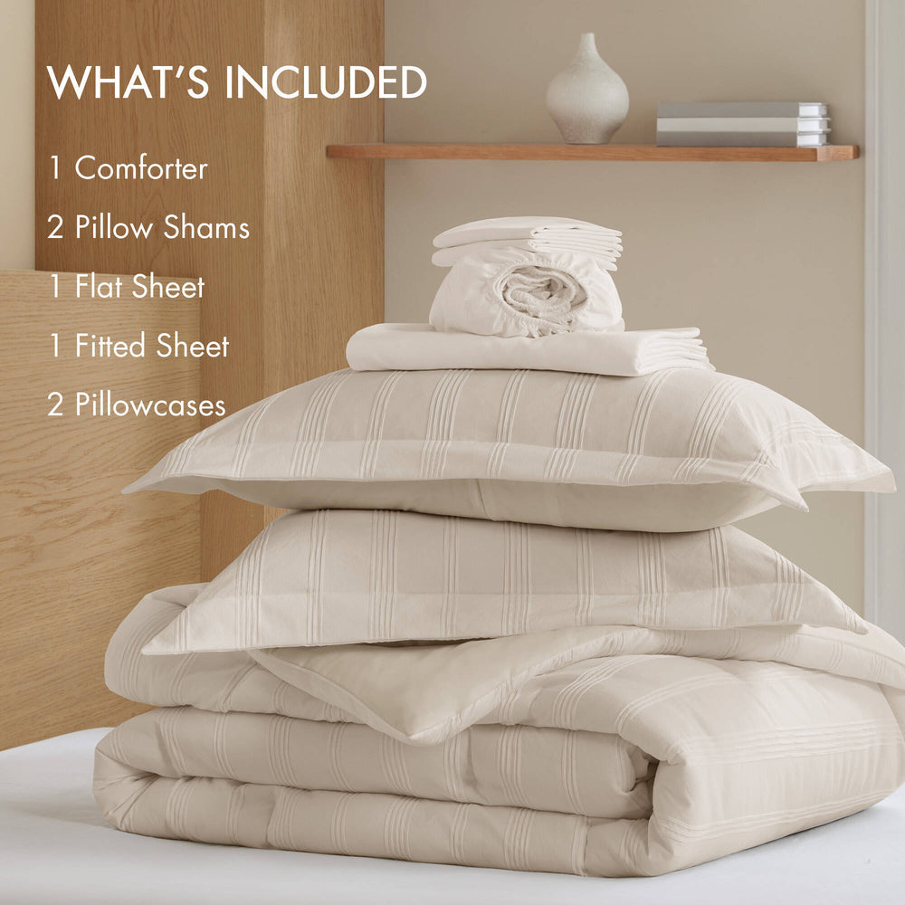 7-Piece Queen Woven Striped Comforter Set Media 10