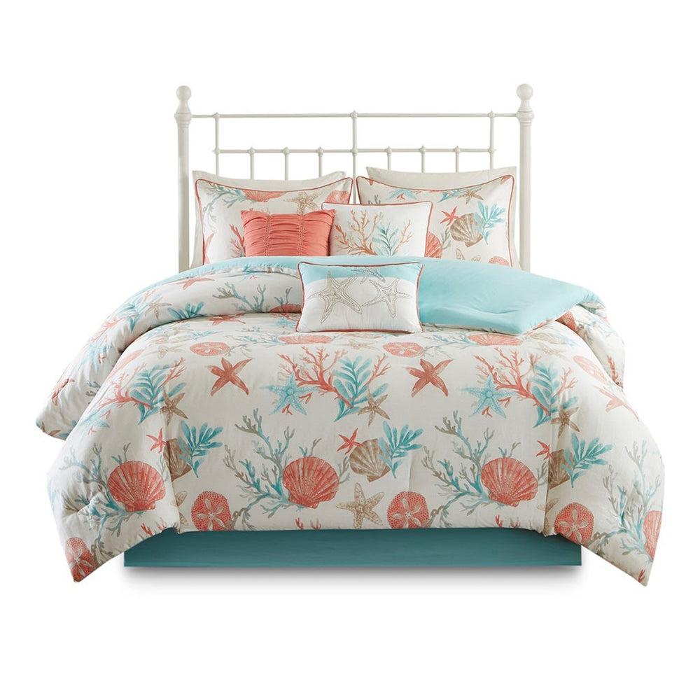 7 Piece Cotton Sateen Comforter Set Coral King Media 2