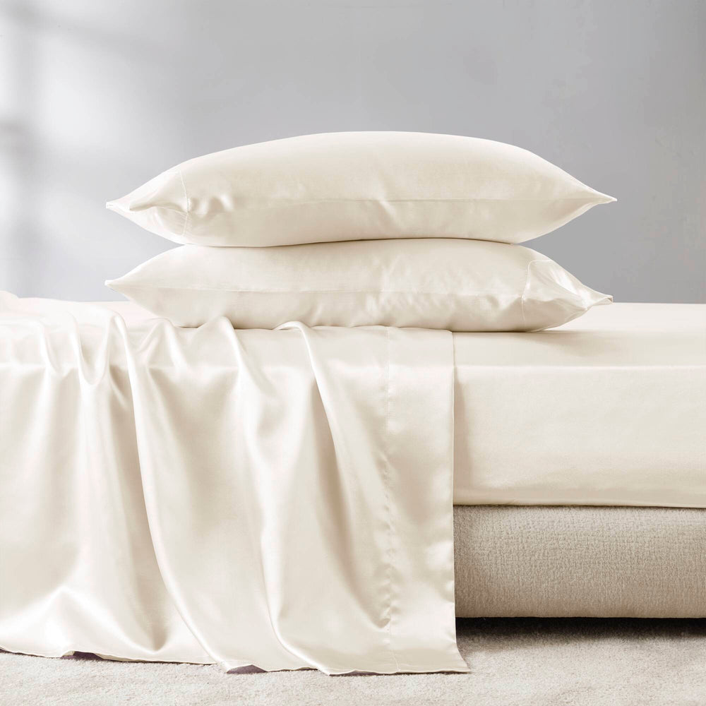 4 PCS Twin Luxury Sheet Set Ivory Media 2