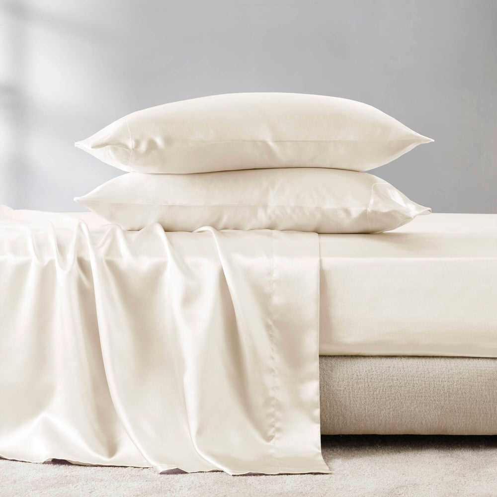 4 PCS Twin Luxury Sheet Set Ivory Media 2