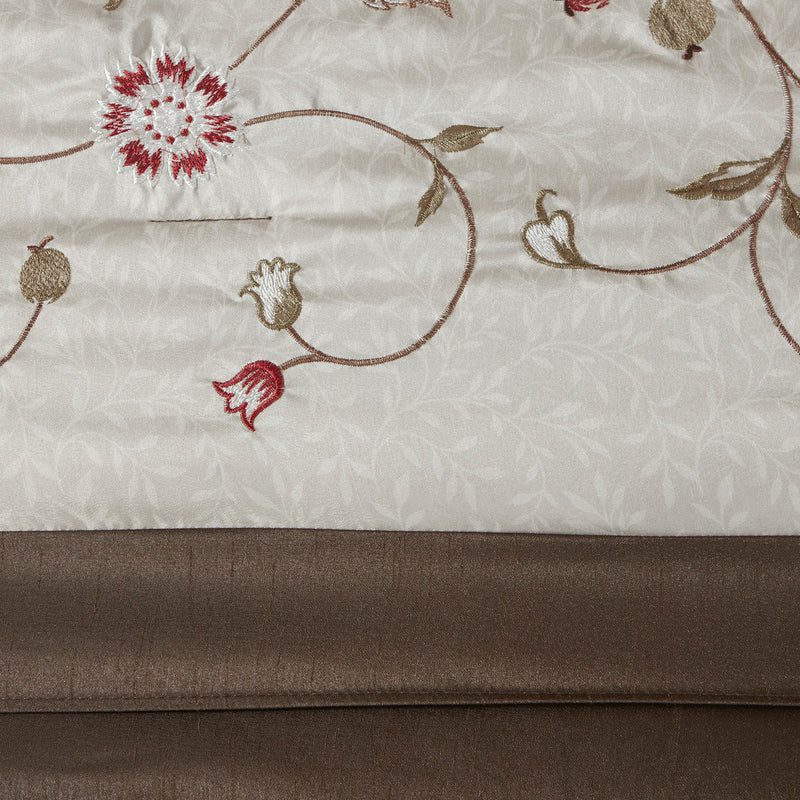 Embroidered 7 Piece Comforter Set Red King