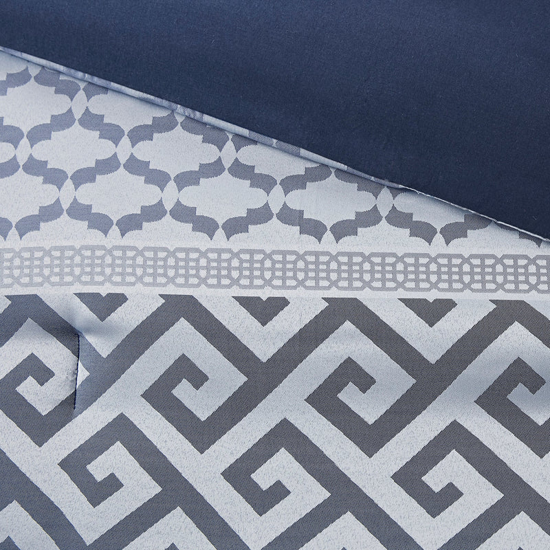 7 Piece Jacquard Comforter Set Navy Cal King