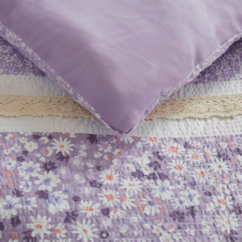 5 PCS King/Cal King Seersucker Comforter Set with Throw Pillows