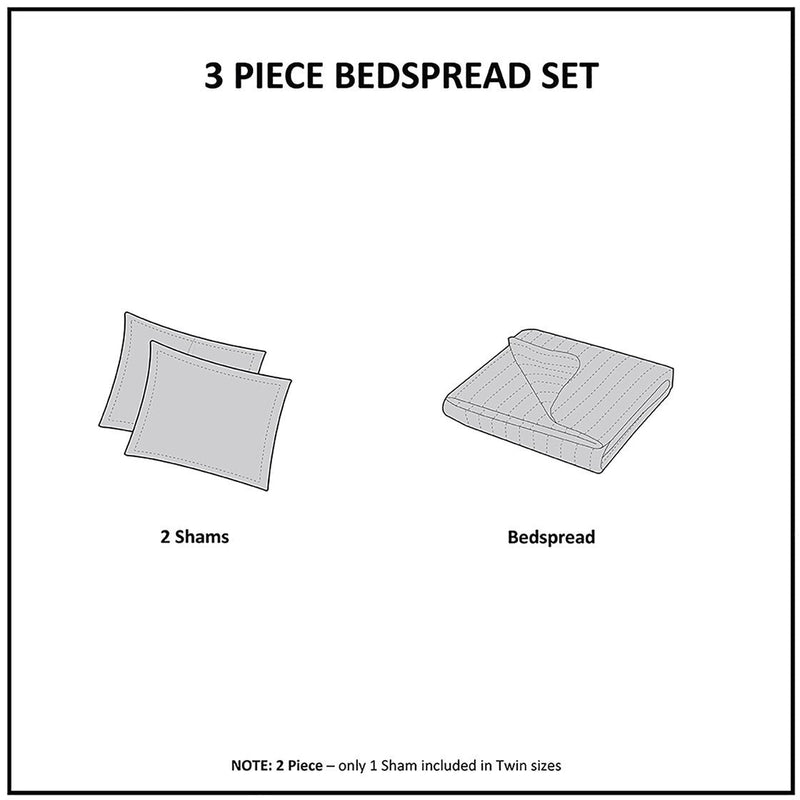 3 Piece Reversible Bedspread Set Navy King/Cal King
