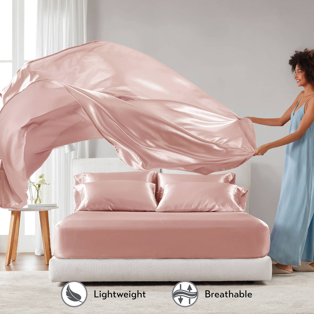 4 PCS Twin Luxury Sheet Set Blush Media 3