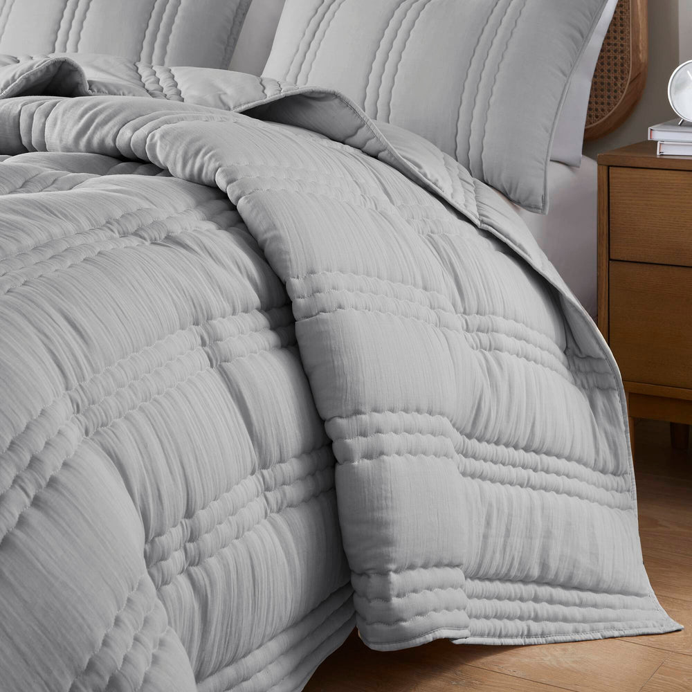 3 PCS King/Cal King Poly   Quilt Set Gray Media 4