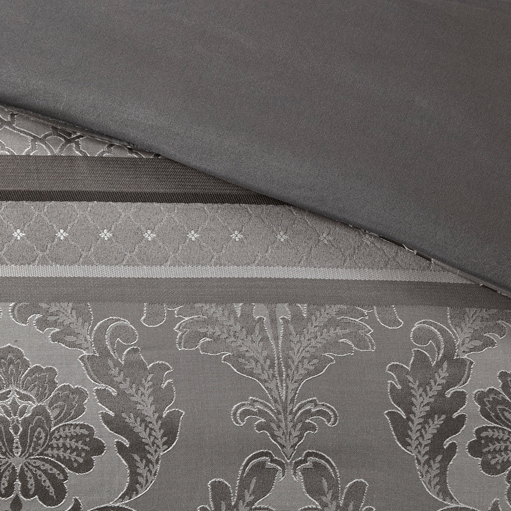 7 Piece Jacquard Comforter Set Grey Cal King Media 14