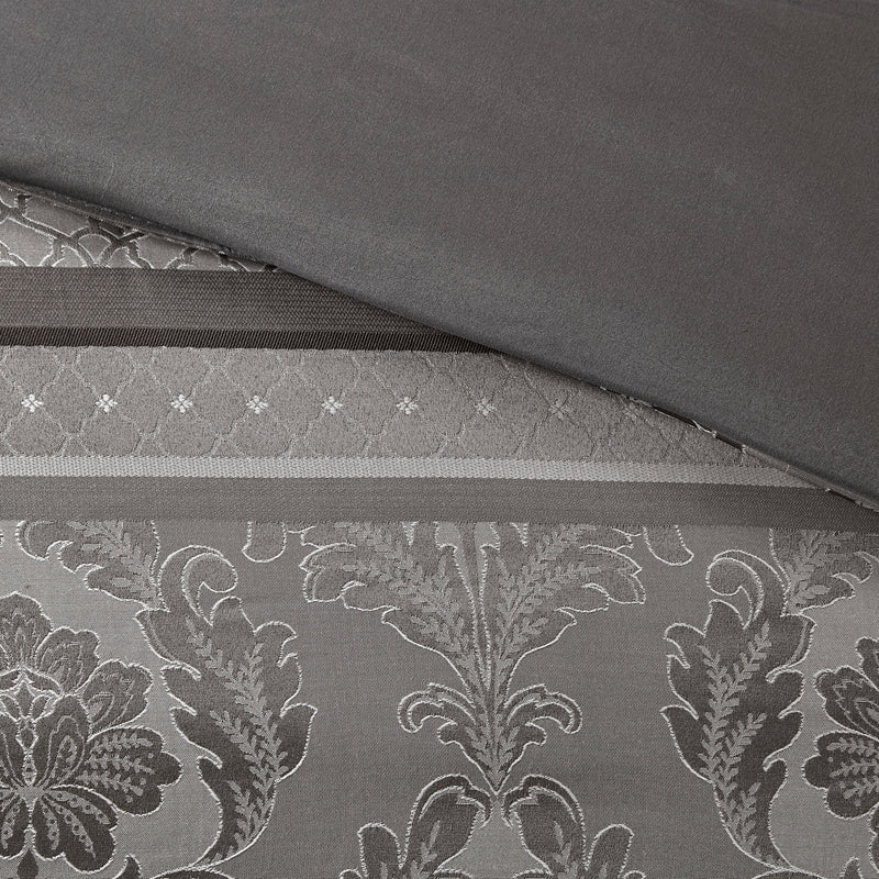 7 Piece Jacquard Comforter Set Grey Cal King