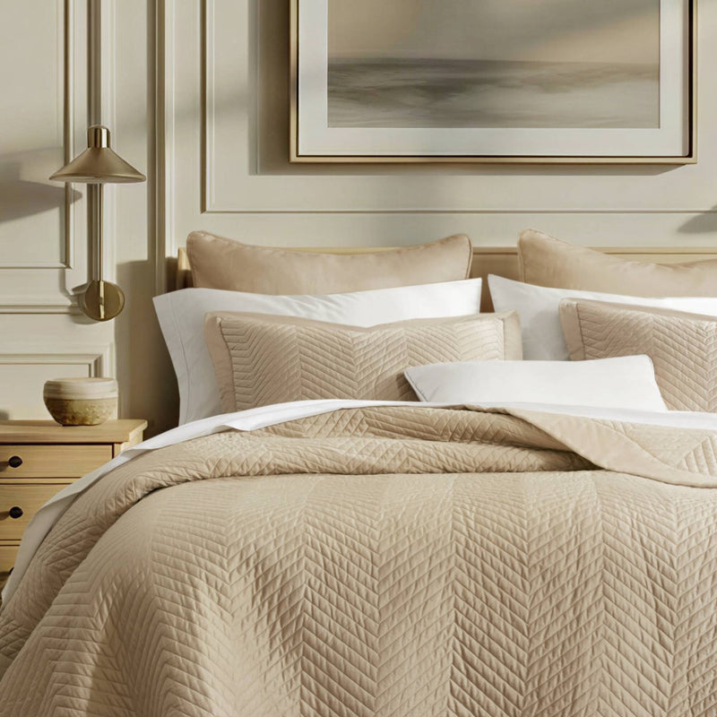King 3 Piece Cotton Quilt Set Linen
