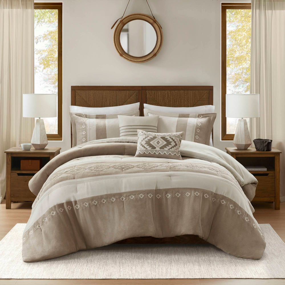 5-Piece King Comforter 5pcs Set,Taupe Media 10
