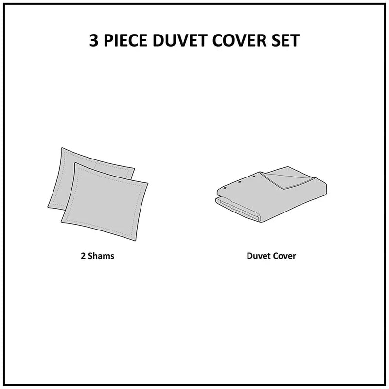 3 Piece Cotton Jacquard Duvet Cover Set
